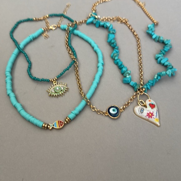 Blue Minimalist Necklace A1202 - Picture 4 of 4